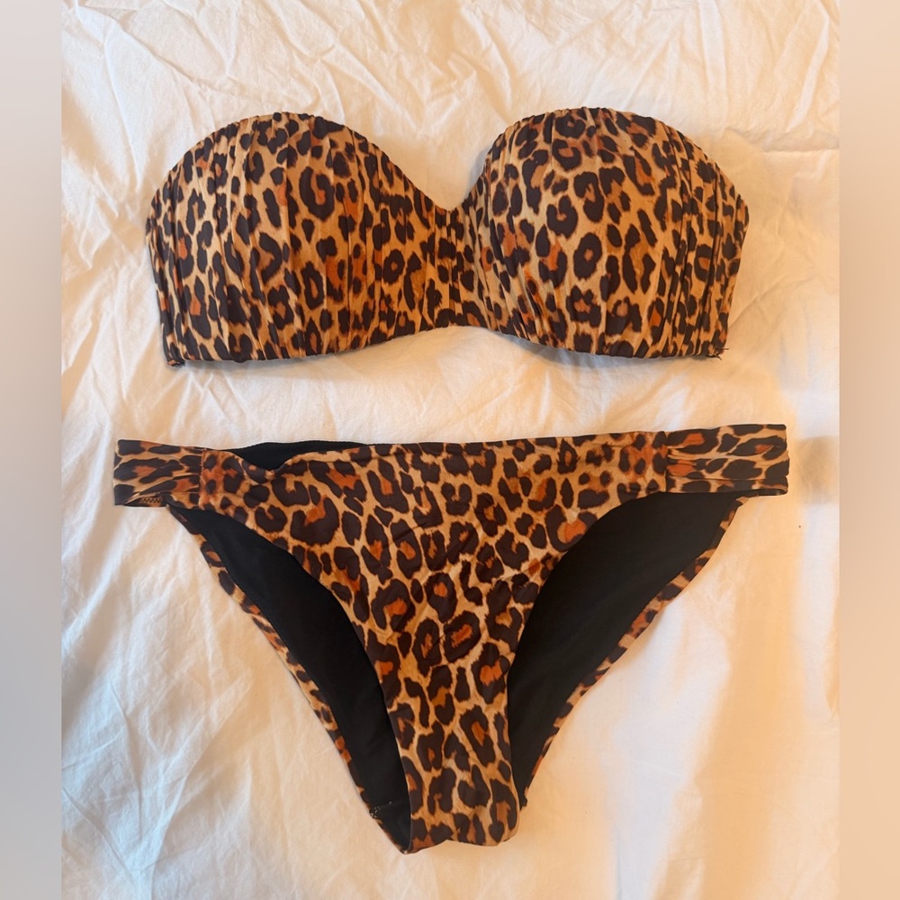 H&M Leopard Print Strapless Women's Bikini Set